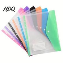 Transparent Document Sleeve 6 Pcs A4 Plastic Binder Pockets for 11 Ring Transverse green