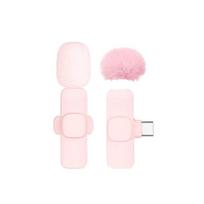 Pink Wireless Lavalier Microphone Portable Audio Video Recording Mini Microphone For Phone Android PC Camera Live Gaming Phone