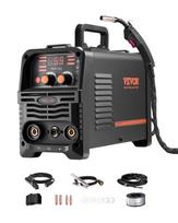 VEVOR MIG Welder, 130Amp Synergic Mig Welding Machine, 3-in-1 Flux Core MIG/Stick/Lift TIG Multi-Process Welder Machine 32 x 15 x 25 cm