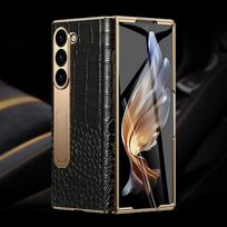 For Samsung Z Fold 7 6 5 4 3 8 Fold8 ULtra Genuine Leather Magnetic Hinge Full Phone Case Holder Kickstand Shockproof Cover For Galaxy Z fold 3 gray