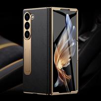 For Samsung Z Fold 7 6 5 4 3 8 Fold8 ULtra Genuine Leather Magnetic Hinge Full Phone Case Holder Kickstand Shockproof Cover For Galaxy Z fold 3