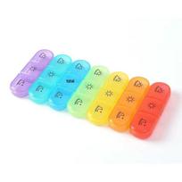 7-Day Portable Rainbow Medicine Organizer, 21 Compartments, Plastic Weekly Pill Box blue