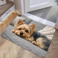 1Pcs Anti Fatigue Kitchen Rugs Lazy Yorkshire Terrier Print Waterproof Non Slip Thick Cushioned Mat 40*60cm gray