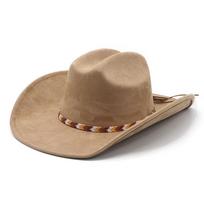 Big edge one-word western cowboy hat big brim suede top hat British temperament jazz hat M（56-57cm） brown