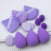 12vnt Makiažo kempinėlės maišiklis Grožio kiaušinis Minkštas kosmetinis pūstuvas Fondas Kempinėlės Pudros pūstuvas Moterims Makiažui violetinė