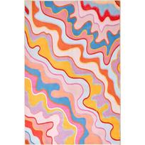 Trippy Abstract Area Rug Psychedelic Wavy Design Washable Carpet for Living Room Bedroom Kitchen Dorm 120x160cm-47x63in orange