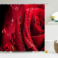 Tulip Rose Fresh Flowers Shower Curtains Waterproof Polyester Fabric 3D Printed Bathroom Screen Home Decoration Shower Curtain W60H190(CM)-1 Pcs red