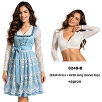 Free State Of Bavaria Oktoberfest Traditional Dress Costume Set With Lace Top And Skirt For Celebrations Long Sleeve,2XL gray