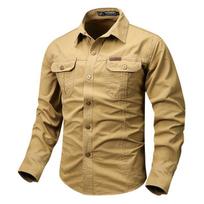Taktinis marškinys Vyriški marškiniai Karinis marškinys Ilgomis rankovėmis Marškinys ilgomis rankovėmis Taktinis marškinys Vyras Juodas marškinys Vyras Lauko marškinys 2XL chaki