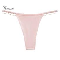 Women Invisible Panties G-String Thong, Low Rise with Shiny Strap & Moisture Wicking Thong Heart Ring, Stretch Breathable No Show T-back Underwear for L rožinė