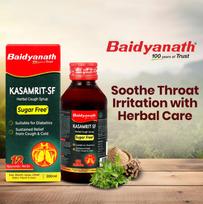 Baidyanath Ayurved Kasamrit Sugar Free Herbal - 200 ML | Ayurvedic Cough Syrup, Non-Drowsy Formula, with Goodness of Tulsi, Mulethi, Pippal, Chho black