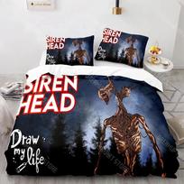 3D Print Siren Head Bedding Set Single Twin Full Queen King Size Siren Head Bed Set Aldult Kid Bedroom Duvetcover Sets EU Single 135*200cm/53x79in 3pcs gray