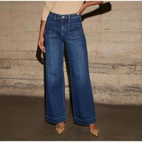 High Waisted Straight Leg Jeans Women's Clothing 2026 Spring New Item Slim and Wide Leg Retro Style Pants L blue
