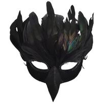 Party Costume Bird Mask for Halloween Role-Play Looks, Black Feather Face Accessory with Lightweight Plastic Construction for Photo Styling 1 black