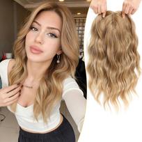 16 Inch Curly Hairpiece 360° Coverage Women Wiglets Topper Long Wave Hair Topper  Thinning Hair 4 brown