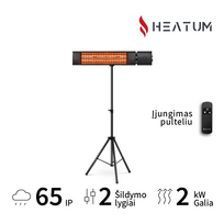 Infraraudonųjų spindulių šildytuvas terasai Heatum H2000R URBAN Black su trikoju stovu