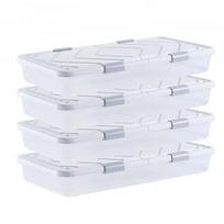 Plastikinės daiktadėžės po lova su ratukais ir dangčiais (4 vnt.), 805 x 396 x 175 mm