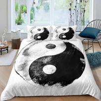 Yin Yang patalynės užvalkalų komplektas Boho Trippy Art Twin antklodės užvalkalas Gossip Tradicinis Ying Yang tema King Size poliesterio antklodės užvalkalas 70x133cm 2pcs gray