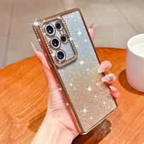 Blizgantis dėklas Samsung Galaxy S25 Edge S23 Ultra S24 FE A56 A36 A26 A16 A55 A35 A25 A15 A54 A34 A14 dangtelis iPhone 16 15 Pro Max 14 Plus 13 12 Samsung Galaxy S23 auksas