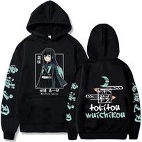 Anime Demonas Muichiro Tokito Prekės Rudens Žiemos Mada Su Gobtuvu Džemperis Vintage Unisex Laisvalaikio Viršutiniai Drabužiai Per dydį Gobtuvinis Džemperis Drabužiai S juoda