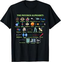 Fizikos abėcėlė Mokslo grafinis marškinėlis Vyriškas laisvalaikio medvilninis trumpomis rankovėmis T-shirt XL black