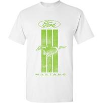 Ford Mustang Green Stripe T-Shirt Classic American Muscle Car Mens XXL balta