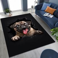 3D Iliuzija Sieną Ardantis Šuo Šuniukas Mielas Kilimas Miegamajam Svetainei Sofai Namams Durų Kilimėlis Dekoras, Didelis Vaikų Žaidimų Neslystantis Grindų Kilimėlis 40x60cm( 15x23in ) gray