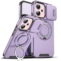 Funda For OPPO Reno 14F 5G Case Armor Slide Camera Lens Protection Back Cover Reno14F Reno14 F 5G Car Magnetic Ring Holder Coque Oppo Reno14 F 5G gray