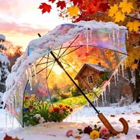 DIY Diamond Mosaic Umbrella Maple Leaf 5D Diamond Painting Autumn Scenery Full Drill Embroidery  Home Decor Full Round 20x20cm orange