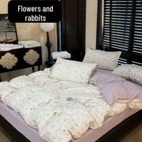 Korean Designer Muslin Cotton 4-Piece Set: Skin-Friendly, Soft, All-Season, Machine Washable, Seamless. 200x230 gray