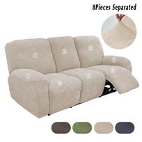 1/3 Seater Recliner Sofa Cover Solid Color Relax Armchair Covers Stretch Single Couch Slipcover For Living Room Bedroom gray
