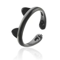 Trendy Cat Paw and Ear Ring for Girls, Minimalist Indie Pet Jewelry, Open Design Finger Ring resizable white