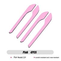 For Tesla Model 3 Y Door Handle Stickers 4PCS Adhesive Protection Stickers for Tesla Carbon fiber texture, luminous, pink, black For Tesla Model 3 Y rožinė