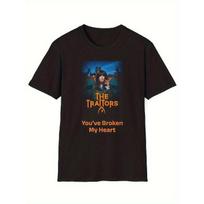 The Traitors UK TV Show Official Graphic T-Shirt - Vintage British Drama Merchandise with  You've Broken My Heart  Slogan & Traitor Emblem - Soft L