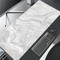 Topographic Contour Gaming Mouse Pad Extended Pads Big Mousepad Keyboard Mouse Mat Desk Pad 30cmx60cm(11.8x23.6inch) gray