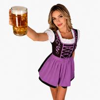 Moteriška didelio dydžio suknelė-kostiumas Oktoberfest šventei M violetinė