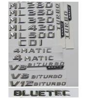 3D Chromuoti Mercedes Benz Simboliai ML250 ML280 ML300 ML320 ML350 ML400 ML420 ML450 ML500 ML550 4MATIC CDI BLUETEC Emblemos 1 x V8 BITURBO