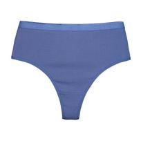 High-Waisted Tummy-Control Plus-Size Cotton Thong - Women's Sexy Summer Sport Underwear L mėlyna