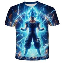 Anime Dragon Ball Son Goku 3D spausdinimo vaikiški marškinėliai Vasaros mados laisvalaikio marškinėliai Berniukui Mergaitei Unisex Vaikų drabužiai Marškinėliai Viršutiniai drabužiai 150 blue