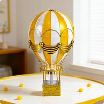 Air Balloon Hanging Ornament Striped with Basket Glossy for Window Displays, Yellow yellow
