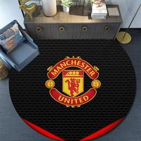 Manchester United F.C,Round Area Rug,Carpet Rug for Living Room Bedroom Sofa Playroom Decor,Non-slip Floor Mat 80cmx80cm gray