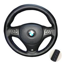 Car Steering Wheel Cover For BMW M Sport M3 E90 E91 E92 E93 E87 E81 E82 E88 X1 E84 Hand Stitched Leather Car Accessories Black Thread gray
