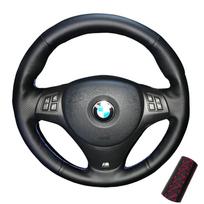 Car Steering Wheel Cover For BMW M Sport M3 E90 E91 E92 E93 E87 E81 E82 E88 X1 E84 Hand Stitched Leather Car Accessories Red Thread gray