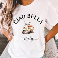 Italy Shirt, Ciao Bella Italia, Italian Scooter T-shirt, Unisex XL brown