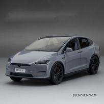 1/24 mastelio Tesla Model X lydinio automobilio modelio liejamos žaislinės transporto priemonės, automobilio modelio X kiras sparnų durys, atitraukiamas lydinio automobilis su šviesomis ir muzika, dovanos vaikams 1/24-Size:18*8*6cm pilka