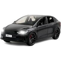 1/24 mastelio Tesla Model X lydinio automobilio modelio liejamos žaislinės transporto priemonės, automobilio modelio X kiras sparnų durys, atitraukiamas lydinio automobilis su šviesomis ir muzika, dovanos vaikams 1/24-Size:18*8*6cm juoda