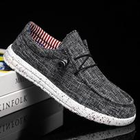 Fashion Fashionable casual trendy men's breathable lightweight lazy one foot on canvas shoes comfortable versatile flat shoes 48 pilka spalva
