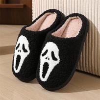 Žiemos namų Helovino šlepetės Namų patalpų šiltos grimasa kaukolė medvilninės šlepetės 44-45 (suitable for size 43-44 feet) black