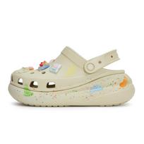 Crocs Crush Clog REGO Hot Dog Colourful Footprints Vitality Ink Splash Detachable Accessories Hole Shoes Unisex Bone White Brown 39-40 beige