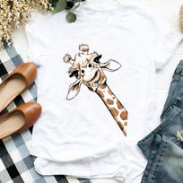1pc Funny Giraffe Blowing Bubble Gum Tshirt Elephant Giraffe Tshirt Durable Plussize Casual Tshirt Daily Commute Streetwear 4XL brown